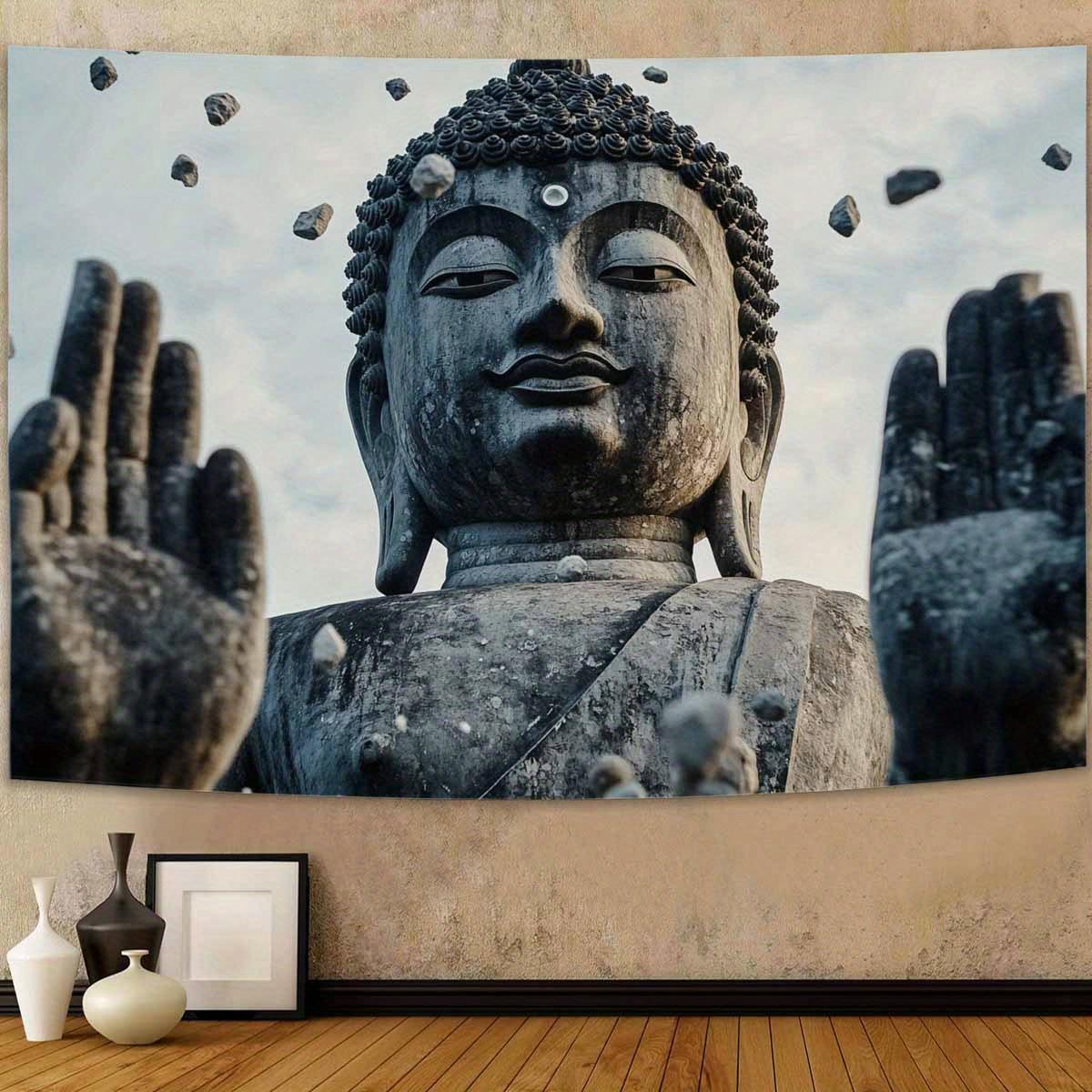 

AvantGarde Buddha Pattern Tapestry Elegant Peach Light Beige Fabric Wall Hanging Horizontal Serene Spiritual Decor for Bedro 74x94cm(29x37in)