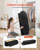 Oval Storage Ottoman Bench, Foldable Teddy Fleece End of Bed Bench, Folding Upholstered Bed Ottoman Chest with Large Storage Space, Supports 660 lbs,