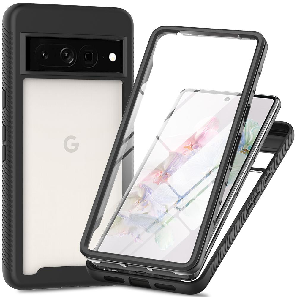 

For Google Pixel 8 Pro Case PC+TPU Drop-proof Phone Cover with PET Screen Film Black