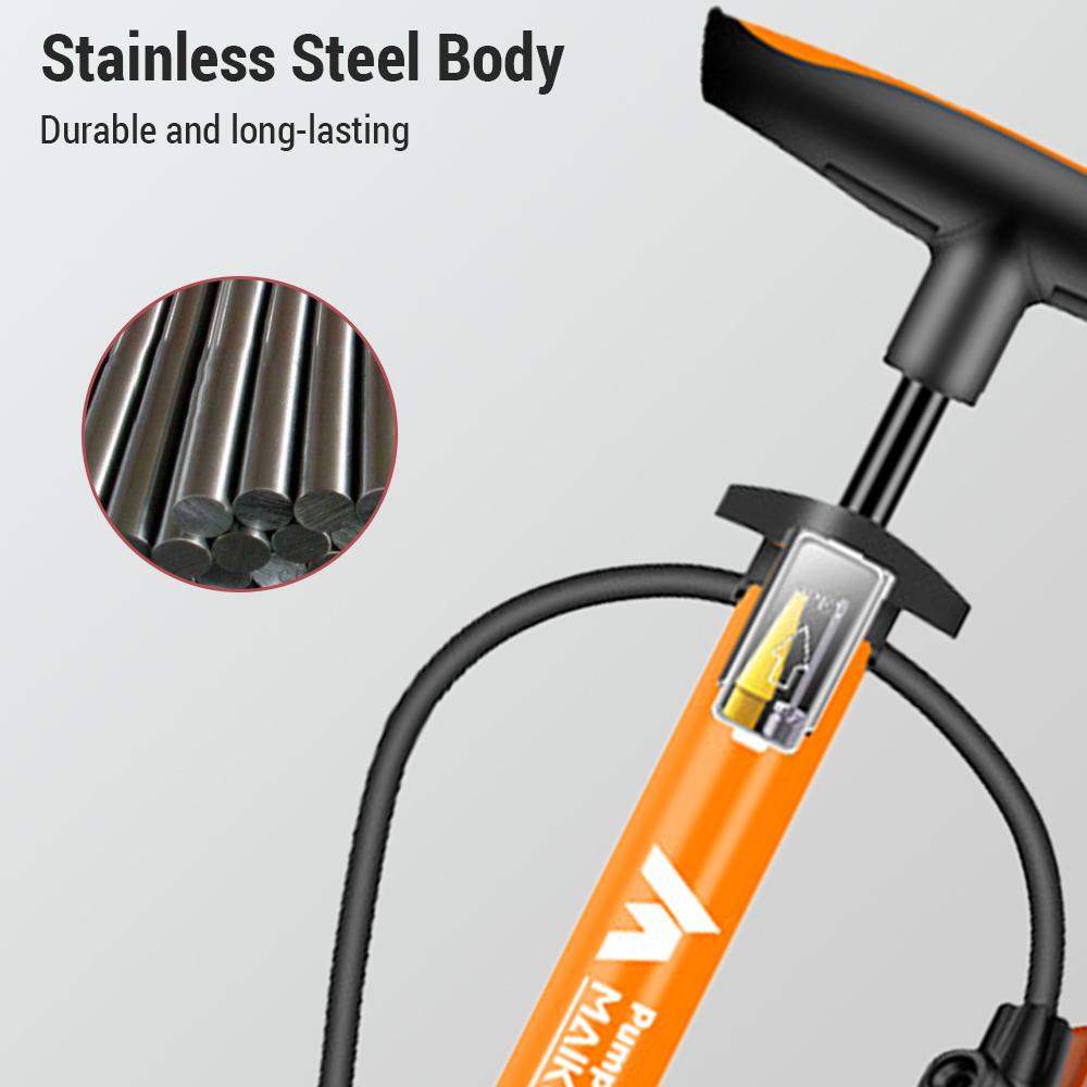 Pompă de bicicletă cu manometru, umflator portabil multifuncțional pentru biciclete și mașini, 160PSI cu manometru de înaltă presiune și pompă de aer