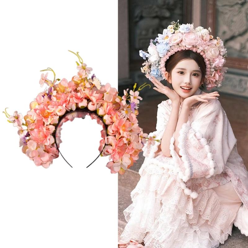 Elegantes Blumenstirnband aus Seide, wunderschönes Haarband mit Blumen, schönes Blumen-Haarband, Haarschmuck