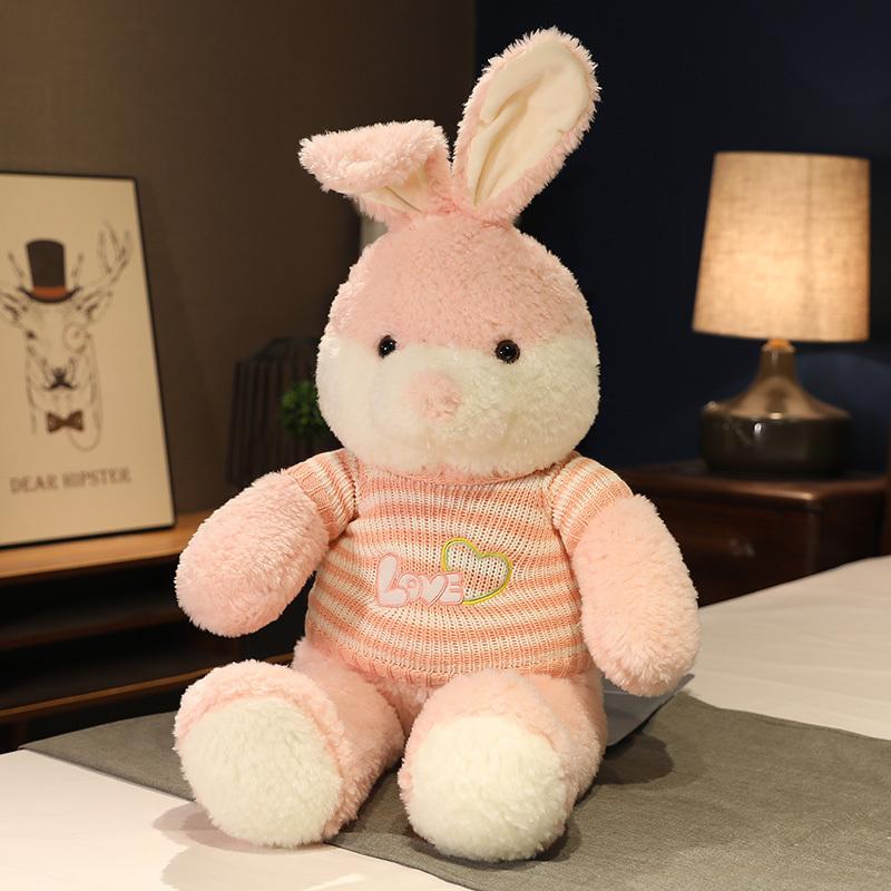 Giant Kawaii Plush Rabbit Toy Lovely Sweater Rabbit Pillow Bunny Stuffed Soft Animal Doll for Baby Children Appease Gifts