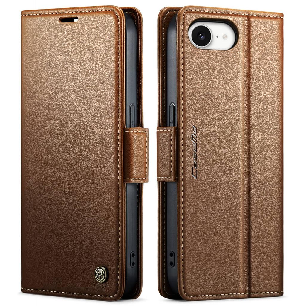 For iPhone 17e/16e Case With Card Holder, Wallet Case with RFID Blocking, Durable Leather Kickstand Magnetic Clasp Shockproof