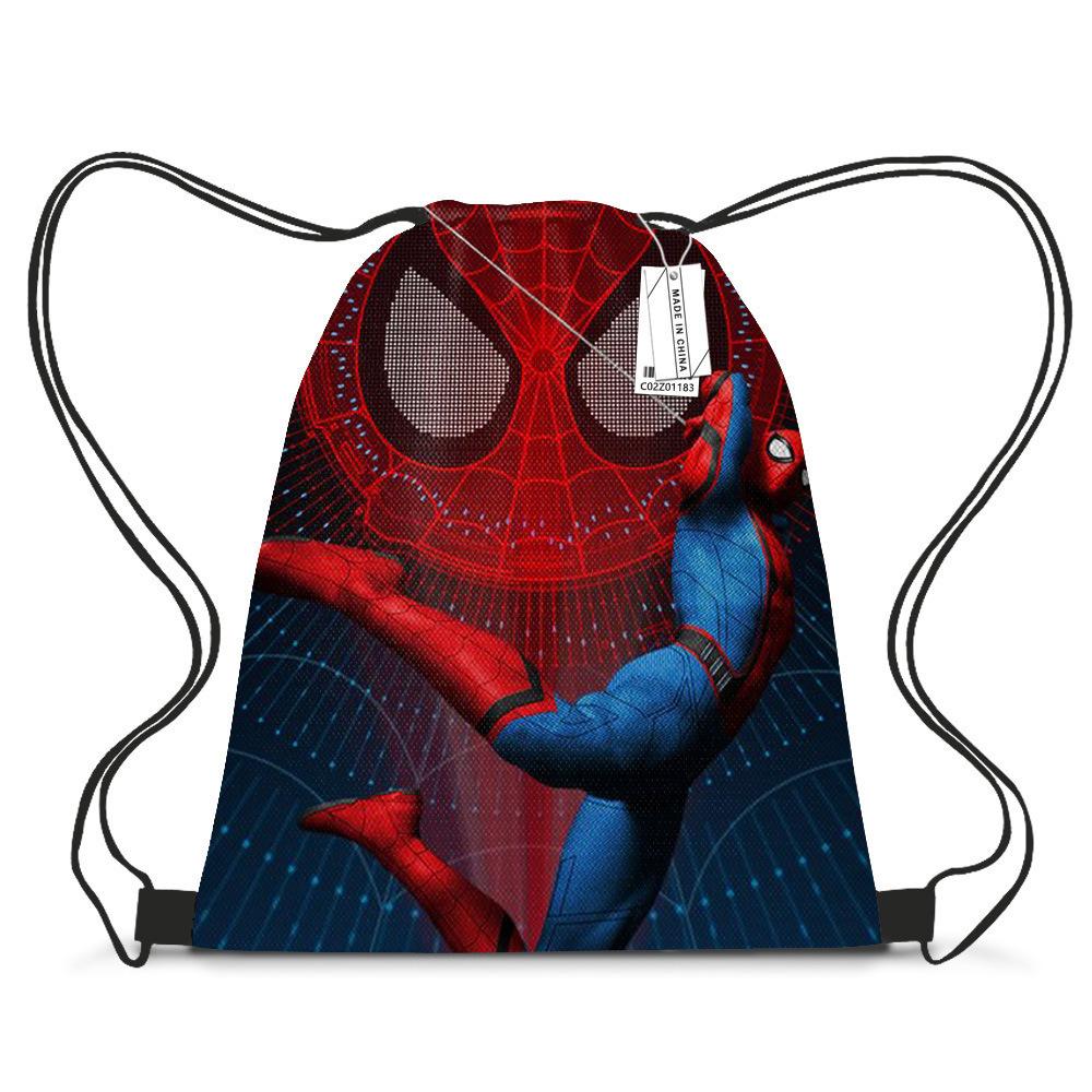 Spider-Man Cartoon Drawstring Backpack Student Casual Bundle Bag Printed Storage Bag