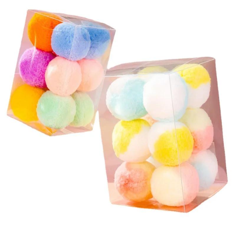 12PCS Stretch Plush Cat Toy Balls 3CM 5CM Bouncy Colorful Silent Interactive Pet Training Toys for Kittens