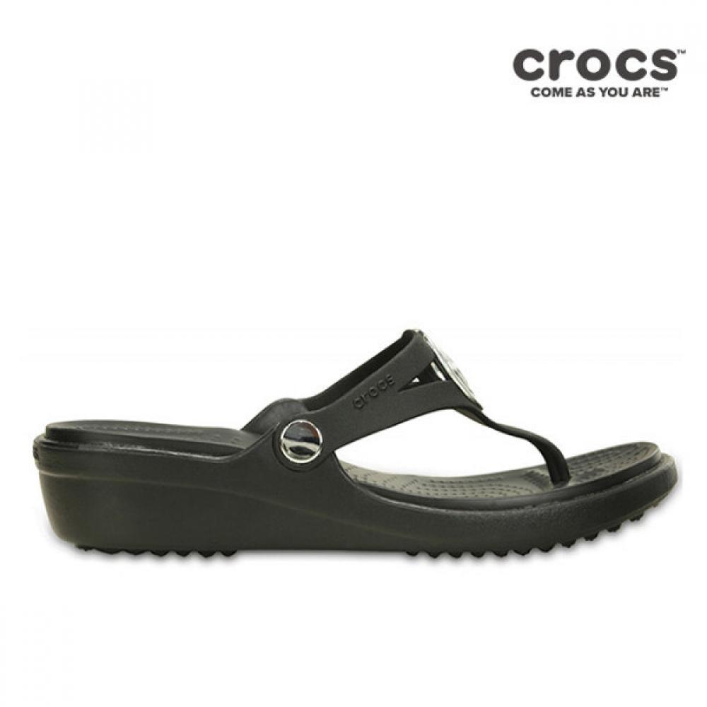 

Crocs Slipper Sandals Tqj 203342 060 Sanrah Beveled Circle Wdg Flip Blk Blk 220