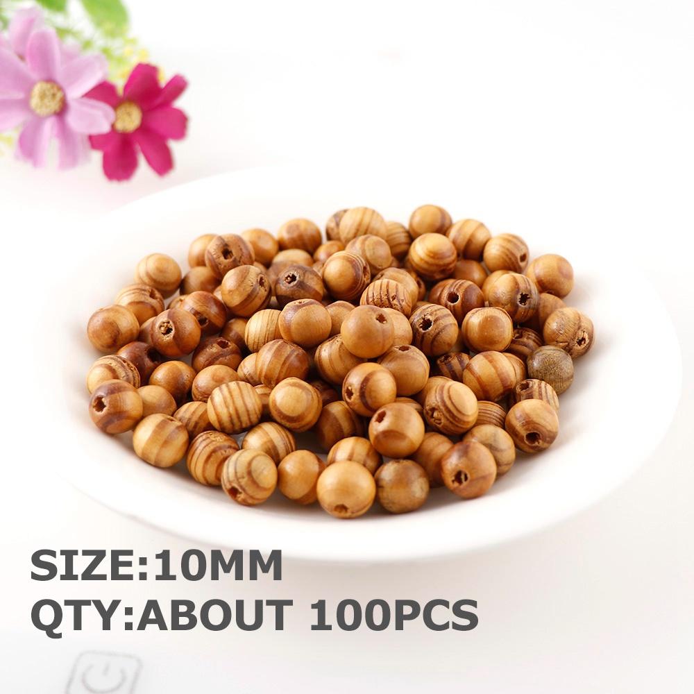 300Pcs Natural Painted Round Wood Beads Pine Spacer Beads Bracelet Clothes Decoration Jewelry Making