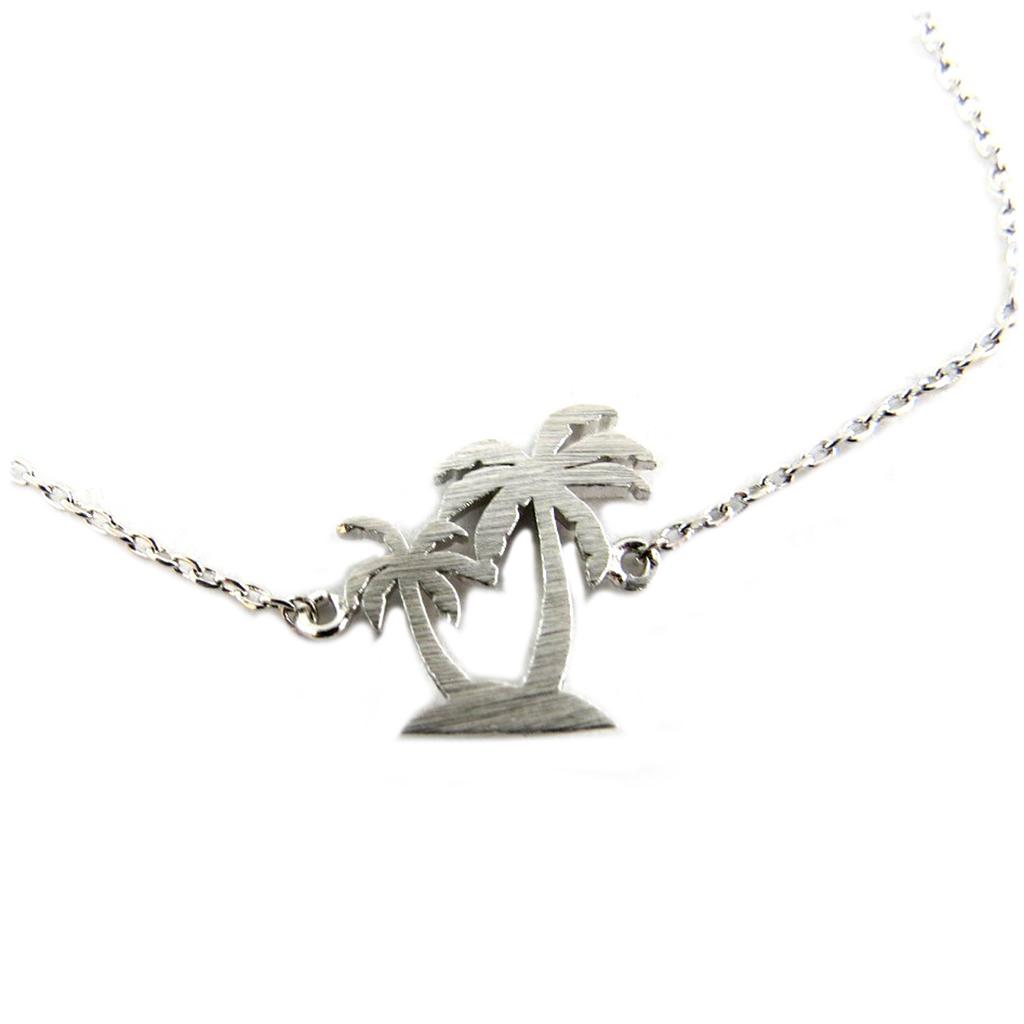 7bis [Q6035] - Handmade Silver 'Palm Tree' Bracelet - 15x13 Mm