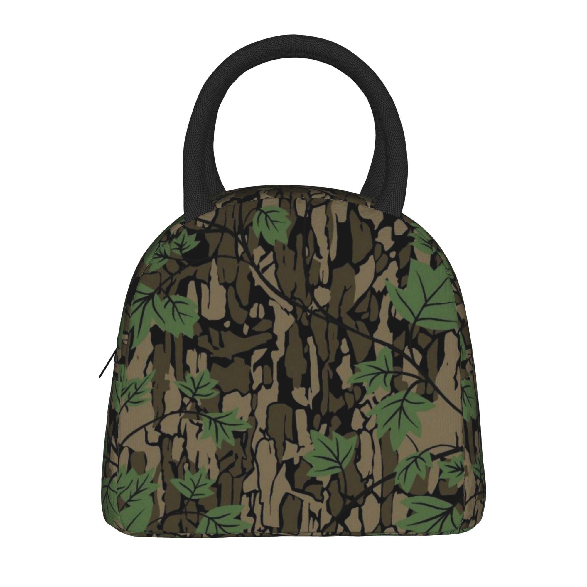 Leafy Mossy Oak Camouflage Lunch Bag Convenient Lunch Box Unisex Picnic Graphic Cooler Bag Fun Oxford Thermal Tote Handbags One size