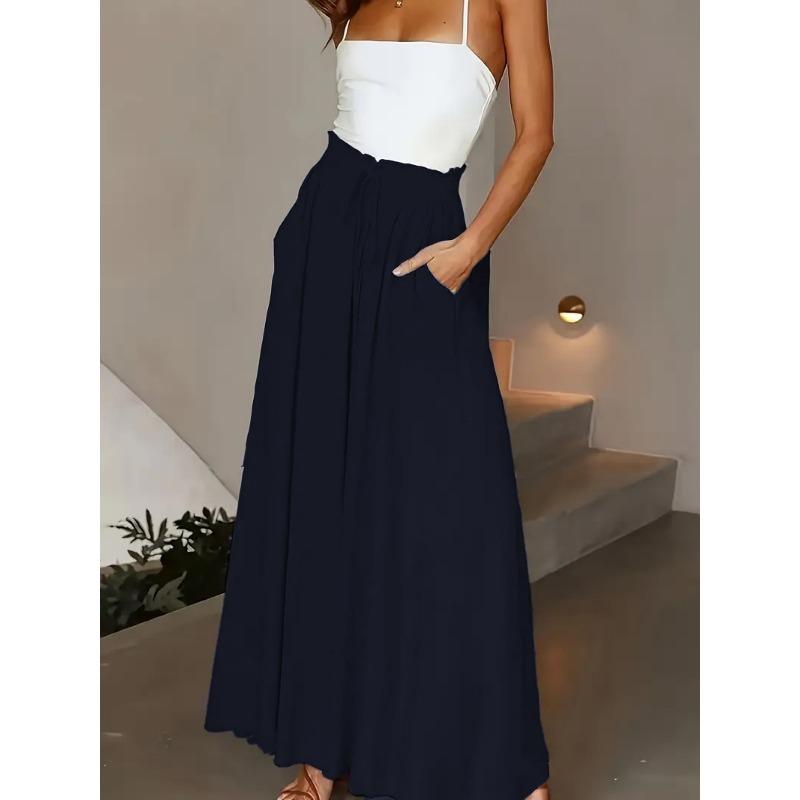 

DAFIFY Женские модные повседневные однотонные брюки с высокой талией и принтом, брюки и капри XXL темно-синий