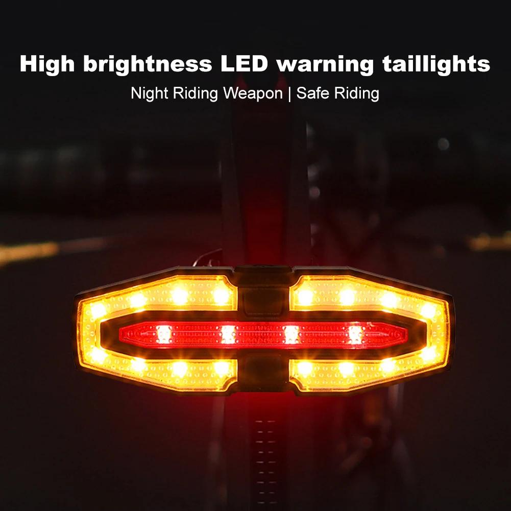 Bike Tail Light with Turn Signals Warning Cycling Light Wireless Remote Control 5 Light Modes for Night Riding Bike Rear Light