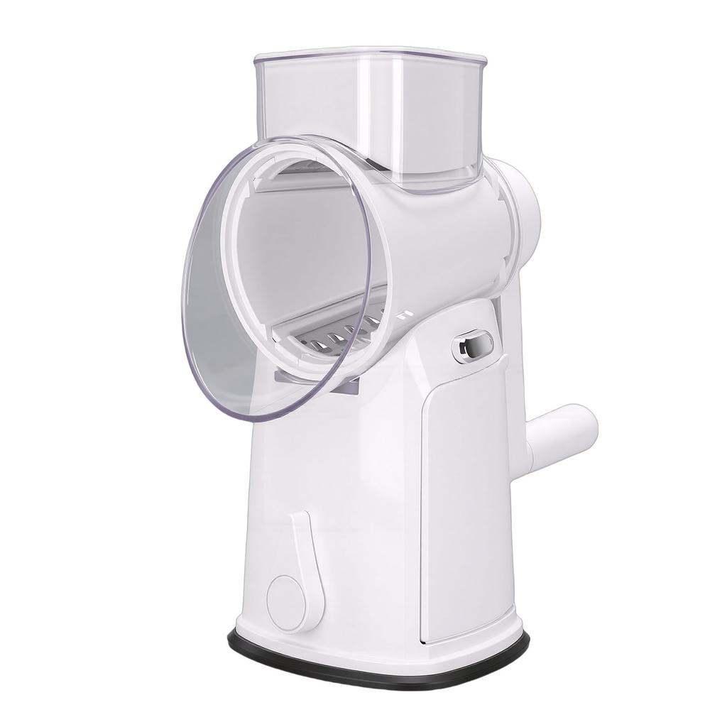  Rotating Cheese Grater with Handle Vegetable   Round Cutter Kitchen Food Chopper White 10 Blades 