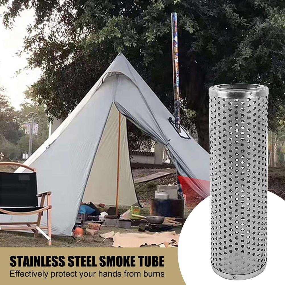 Stove Pipe Stainless Steel Camping Stove Pipe Smoker Tube Wood Stove Anti Scalding Cover