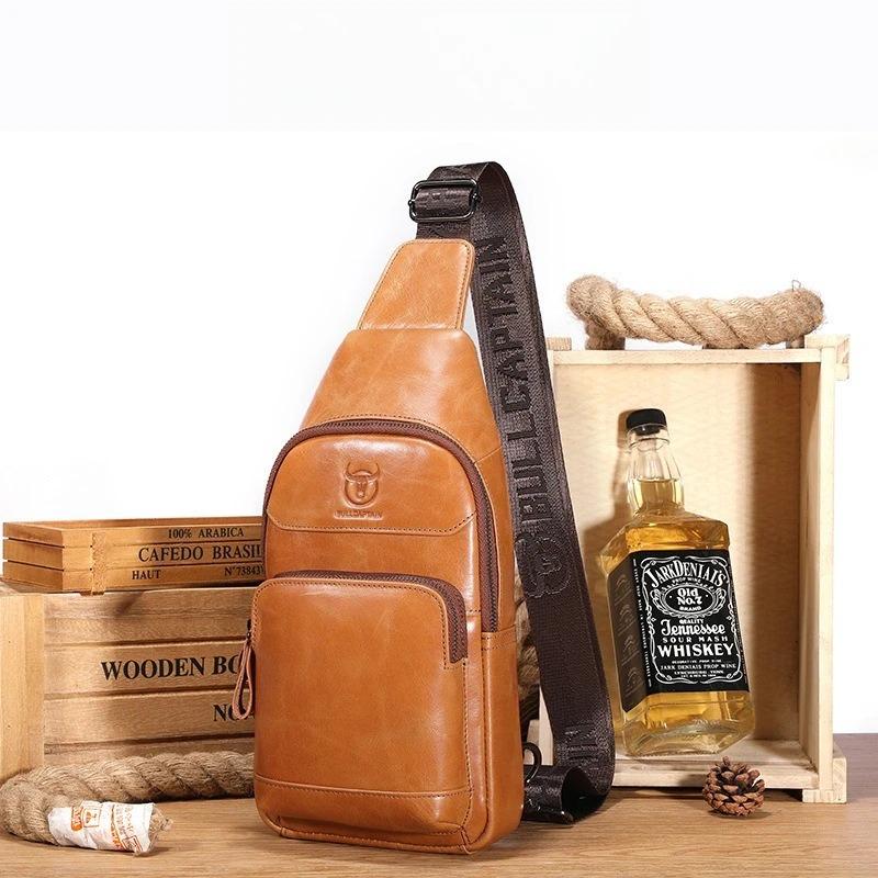 Brand New Men's Bag 100% Leather Fashion Chest Bags Luxury Designer Bag Husband's Crossbody Bag Large Capacity Messenger Bags