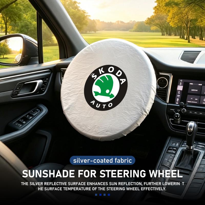 For Skoda Car Steering Wheel Sun Shade Cover Silver Anti-Heat Sunscreen Cover Octavia Superb RAPID FABIA KAMIQ KAROQ KODIAQ YETI xkbf53