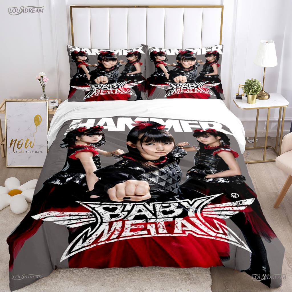 Babymetal kombination Hela säsongen Påslakan Täcke Sängkläder Set Mjukt Täckesöverdrag och Örngott Enkel/Dubbel/Queen/King