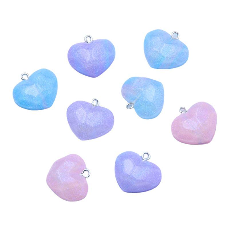 Colorful Glitter Resin Geometric Heart Earrings  Keychain Pendant DIY Jewelry Accessories