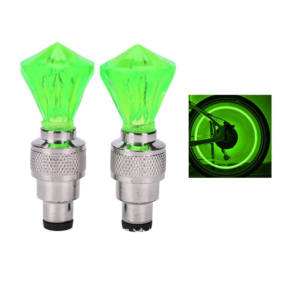 

1 пара светодиодов для велосипедных ниппелей с драгоценными камнями, вибрационного типа, для американских и французских ниппелей, велосипедное оборудование Green 2PCS