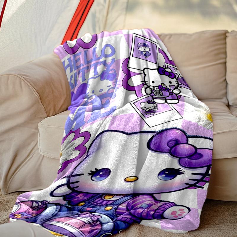 [1pc Hello Kitty Blanket] All-Season Blanket - Cozy Blanket for Sofa Couch Home Decoration, Digital Printed Nap Blanket