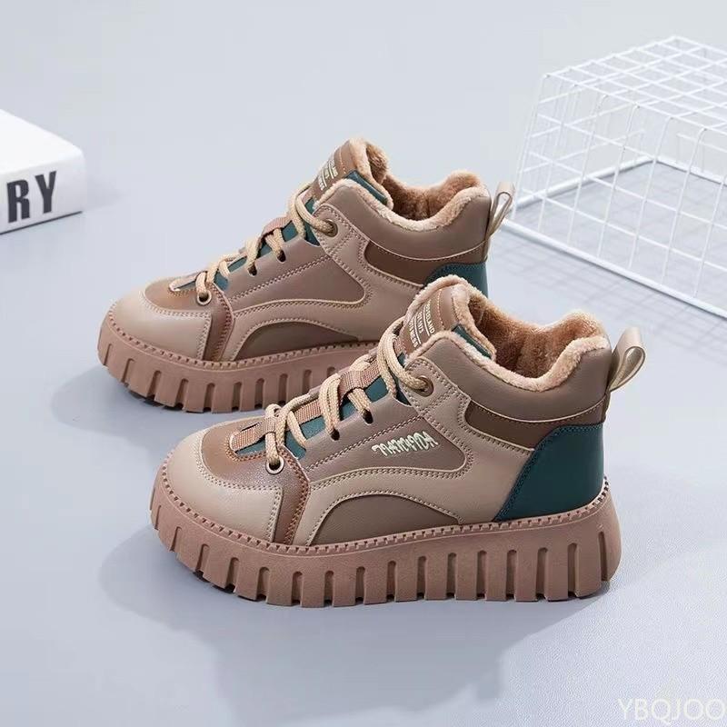 Fashion High cut thick soled casual comfortable cotton shoes lace up snow boots women's winter new fashionable versatile short boots