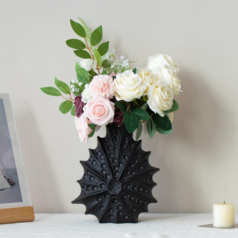 Sea Urchin Creative Pointed Mouth Ceramic Vase Advanced Sense Flower Arrangement Home Desktop Decoration Ornament