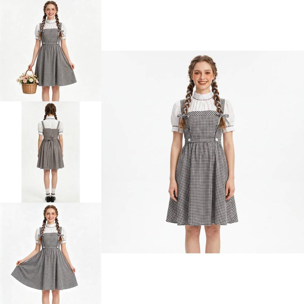 The Wizard Of Oz Style Cosplay Dress With Lightweight Fabric For Themed Party Wear