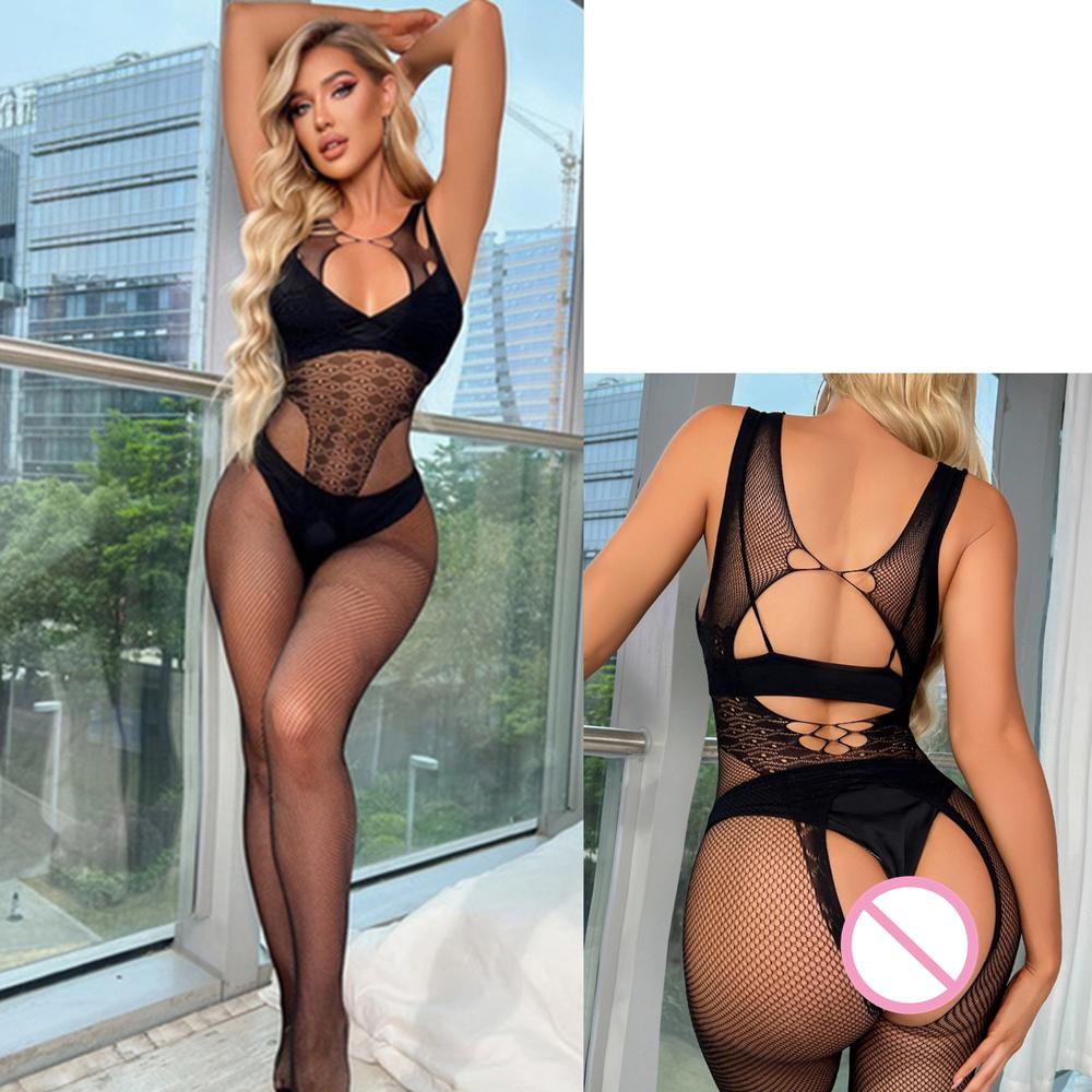 Kadın Balık Ağı Bodysuit Giysileri Erotik File Şeffaf Tayt İç Çamaşırı Kostümü Seksi Balık Ağı Vücut Çorabı Bayan Bodysuit