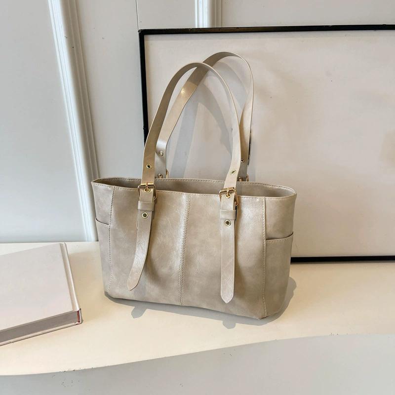 

Модные ретро женские плечевые сумки из искусственной кожи, трендовая женская сумка под мышкой, большая вместимость, женская сумка для通勤 32x11x19cm бежевый