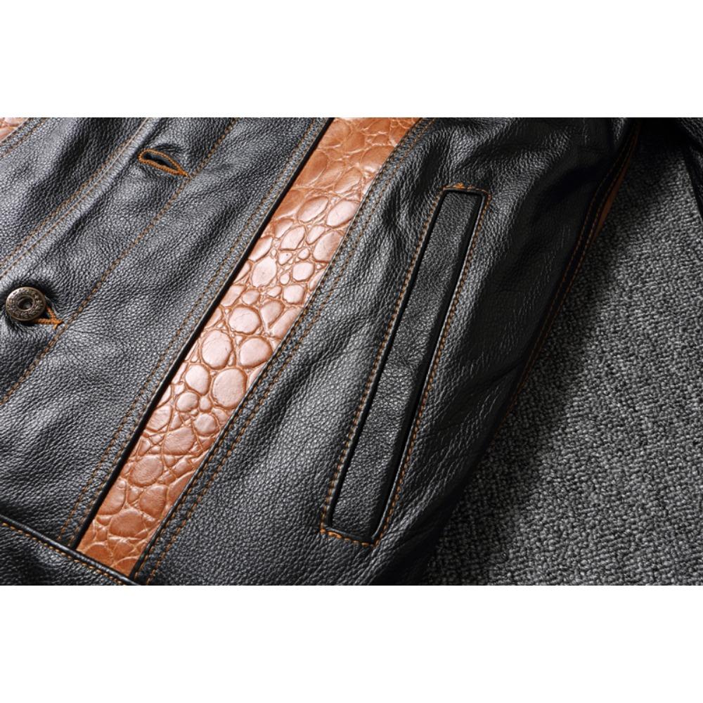Chinese Size Classic 507 Men Leather Jacket Genuine Cowhide Vintage Slim Short Spring Autumn