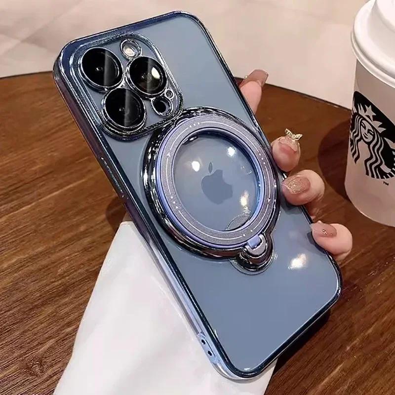 

Прозрачный роскошный чехол-держатель для телефона iPhone 15 14 13 12 11 Pro Max Plus XR XS Max X для Magsafe Ring Cases For iPhone 14