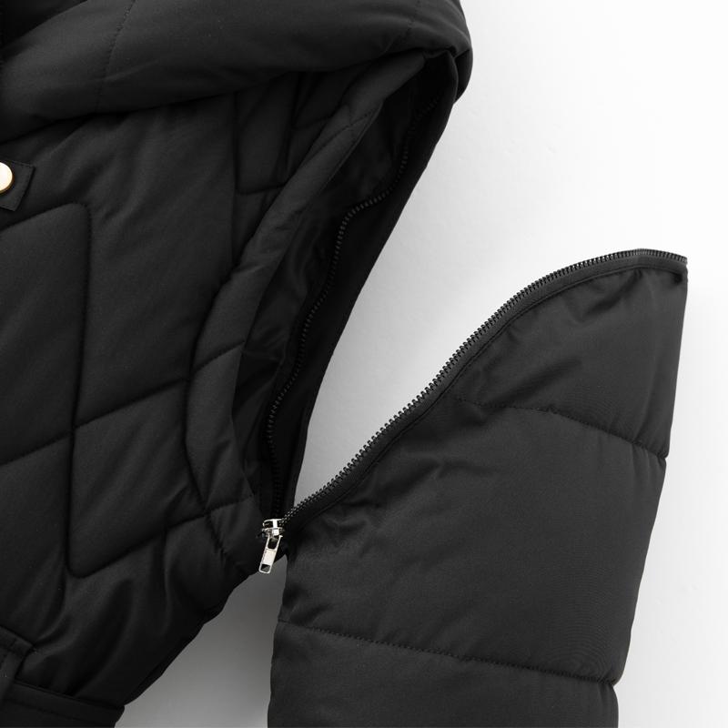 Sleeves Detachable Fashion Woman Parkas Winter Long Coats With Belt Hooded Thick Female Jackets