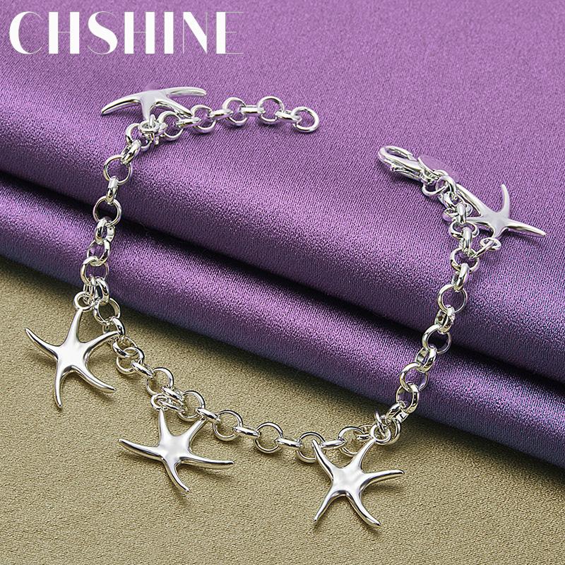 CHSHINE 925 Sterling Silver Five Stars Pendant Bracelet For Women Wedding Party Fashion Charm Jewelry