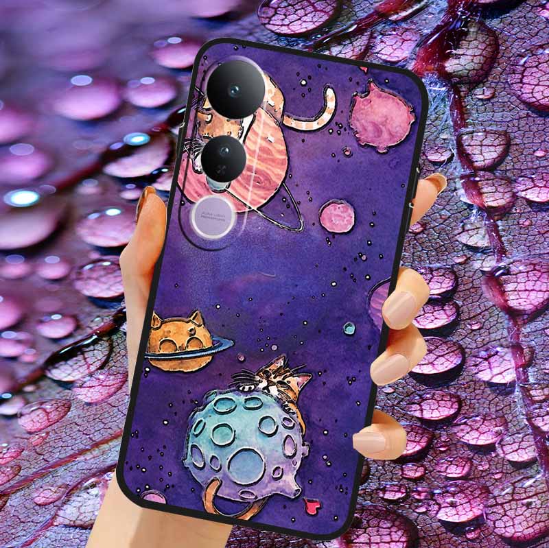 Case For Vivo V50 Lite Soft 3D Flower Relief Emboss Silicone Covers for Vivo V 50 Lite 4G 5G V50Lite Soft Capa Protective Casing