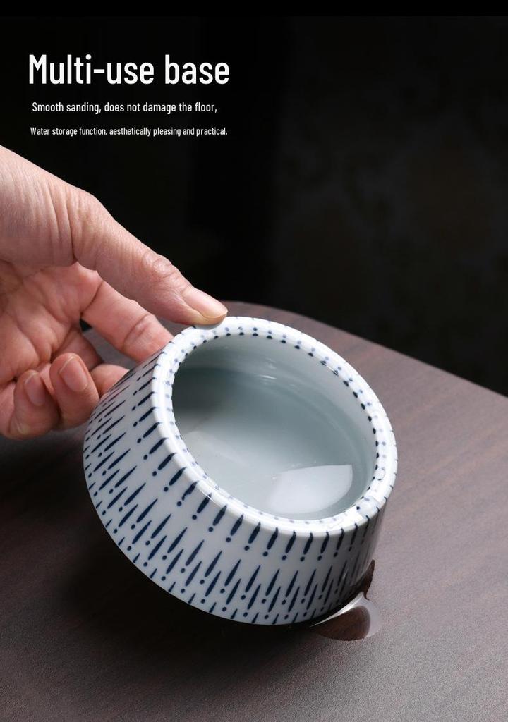 Blue & White Porcelain High-Footed Fruit Bowl for Tea Room or Coffee Table