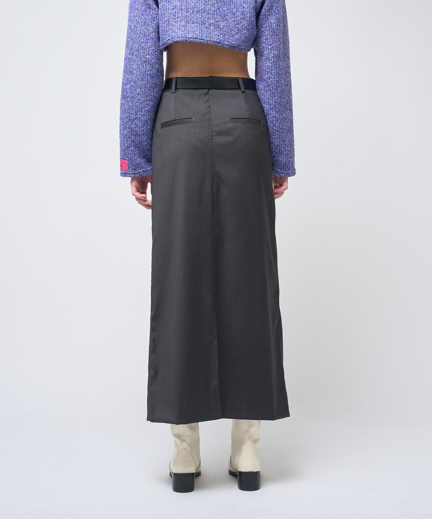 320SHOWROOM 1Cargo Pocket Long Skirt Charcoal