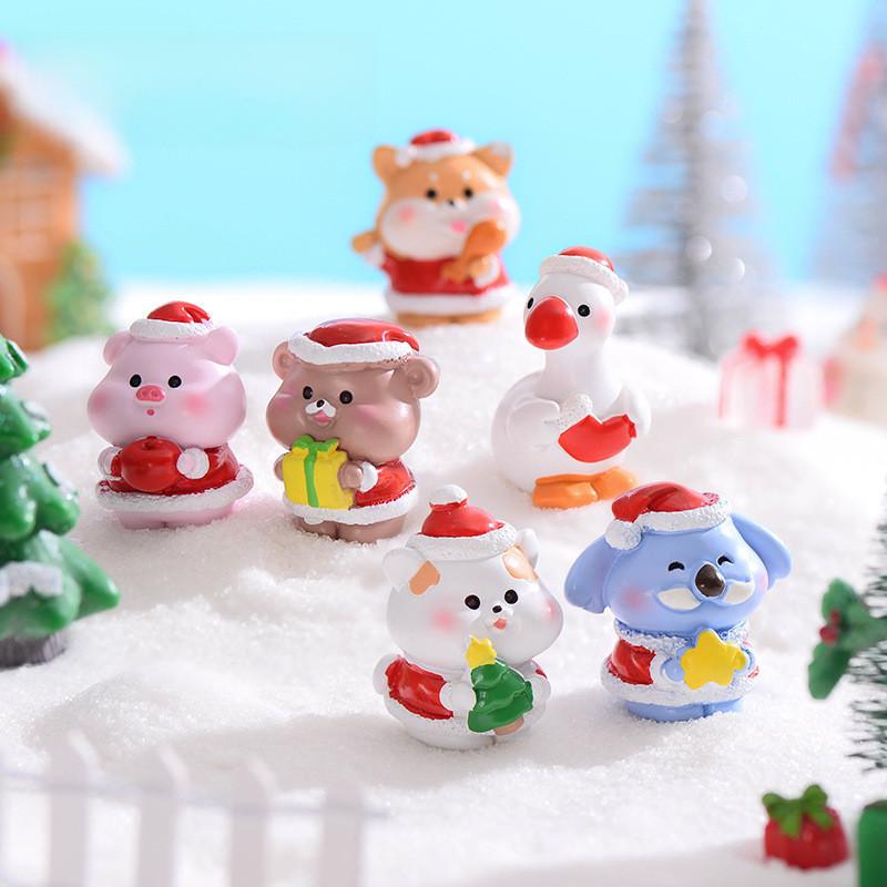 Cute Resin Christmas Animal Figurines For Diy Snow Scenery Craft And Gifts