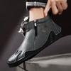 Men's High-top Leather Boots Casual Sneakers Winter Plush Shoes Snow Boots 39-46