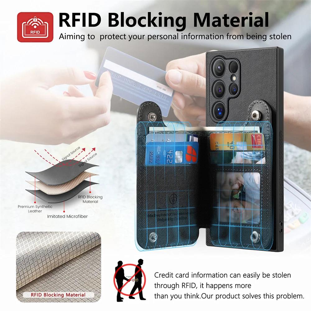 Magnetische Handyhülle mit RFID-Schutz für Samsung S25 S24 Ultra S22 Plus S23 FE A16 A26 A36 A56 A55 5G Brieftasche mit Kartenhalter Abdeckung