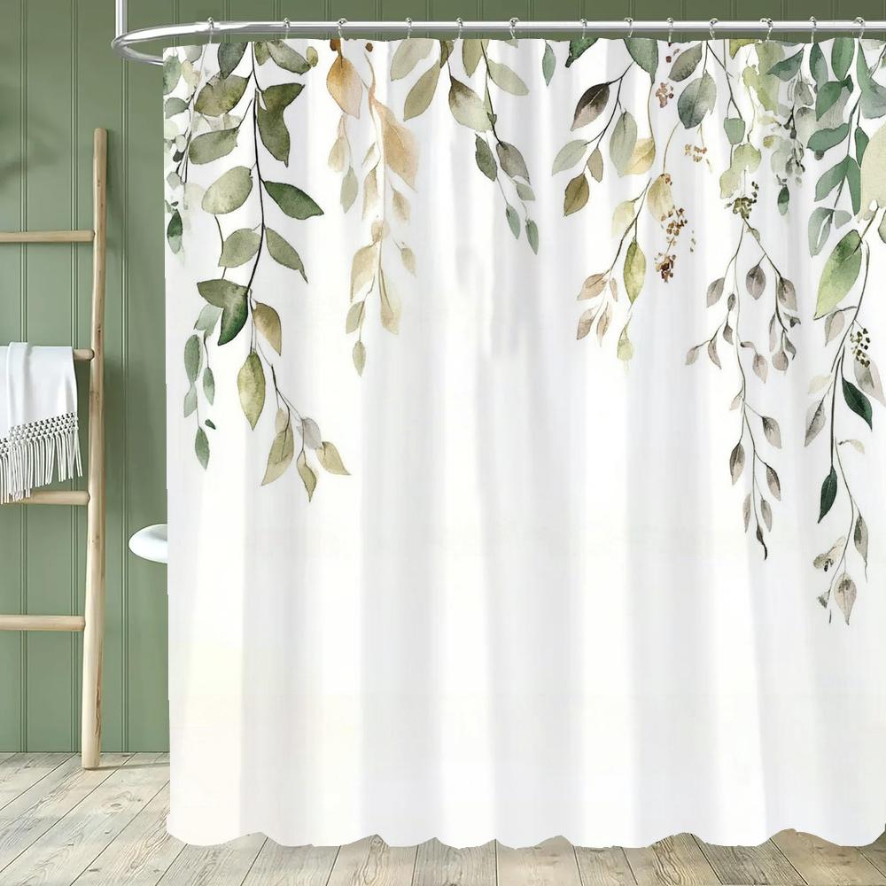 Floral Shower Curtain, Bathroom Watercolor Floral Shower Curtain, Modern Flowers Decorative Fabric Home Curtain With Hooks