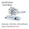 OEVAS 1.5CT 4.5CT Oval Cut Moissanite Rings For Women Adjustable S925 Silver One Size Wedding Band Fine Jewelry