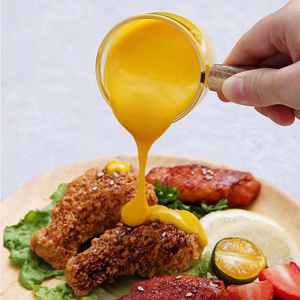 1pc - Two sizes of wooden handled small glass cups, measuring cups, suitable for coffee roasting, kitchen accessory tools,