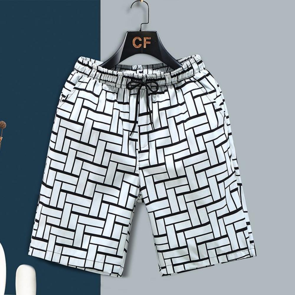 

Мужские повседневные свободные шорты до середины бедра, пляжные брюки с принтом в клетку, модная мужская верхняя одежда M