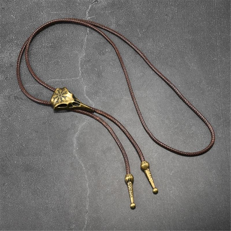 Stylish PU Leather Bolo Tie Necklace With Alloy Accents Stylish Wax Cord Necktie For Men Women Fashion Accessories