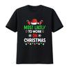 Mens Most Likely To Work On Christmas Matching Family T Shirt Black Large Vintage Washed Comfortable Streetwear