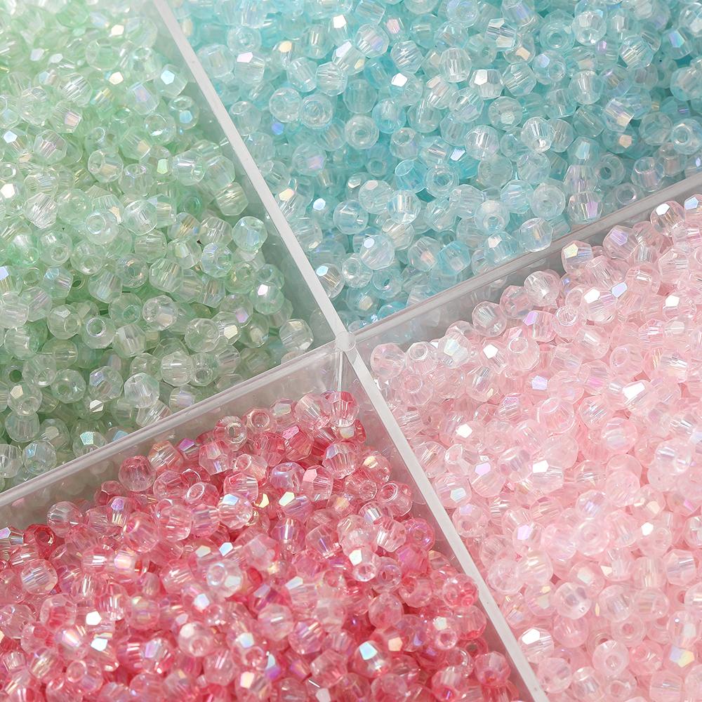 100pcs 3.5x4.5mm Shiny Crystal Beads Glass Mixed Beads Loose Spacer Beads for Bracelet DIY Jewelry Making Accessories