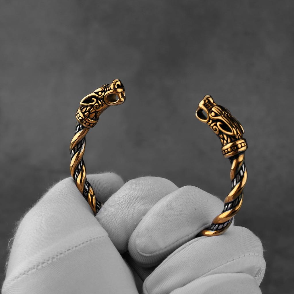 Viking Faucet Tricolor Optional Cuff Bracelet Stainless Steel Fashion Trend Wedding Gift Men's Jewelry Wholesale