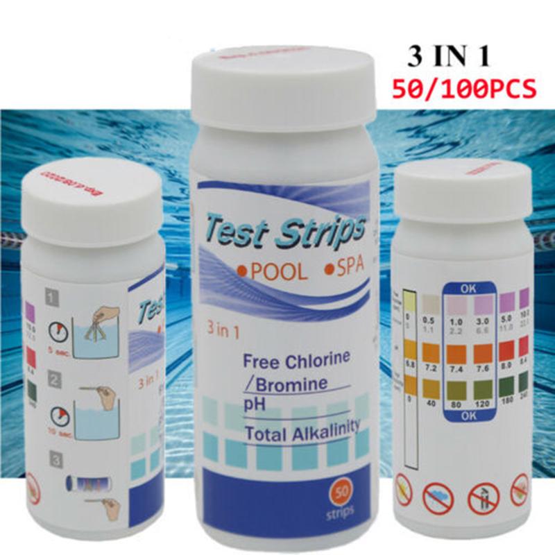 100PCS Chlor Dip Test Streifen Whirlpool Schwimmbad PH Tester Papier 2 Flaschen