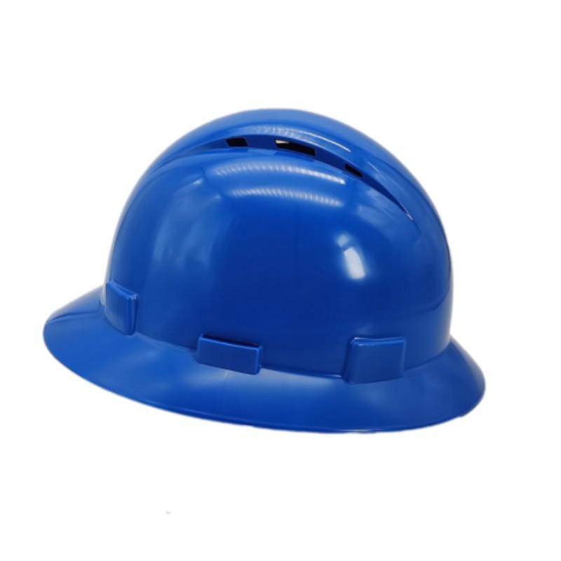 Защитная каска с широкими полями CE ANSI Строительная каска Широкий козырек Жесткий шлем Легкая каска для железнодорожного строительства синий