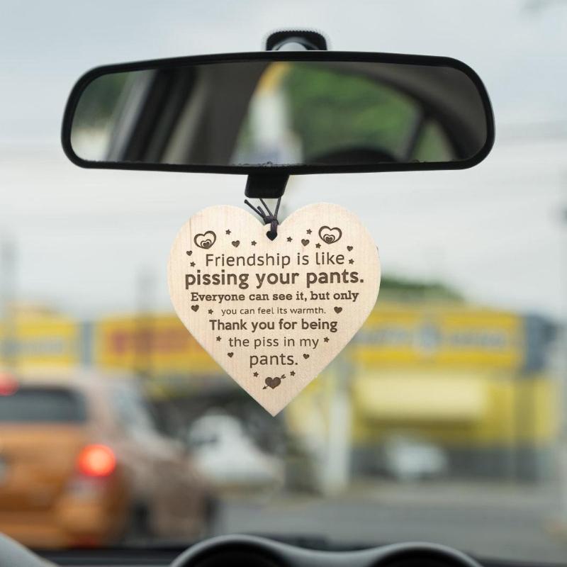 Wood Plaque Wall Art Decoration with Rope Car Hanging Ornament Christmas Tree Pendant Accessory Unique Friendship Gift