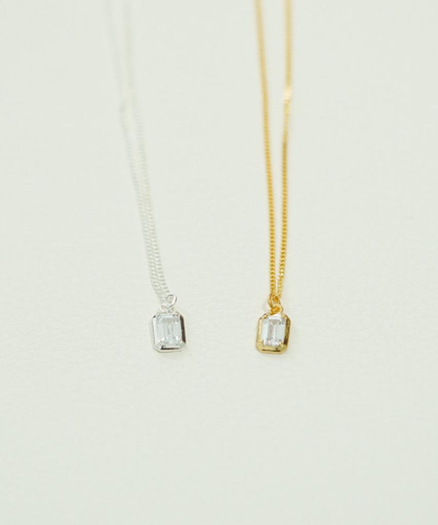 Alleun Silver 925 Cubic Square Pendant Chain Necklace